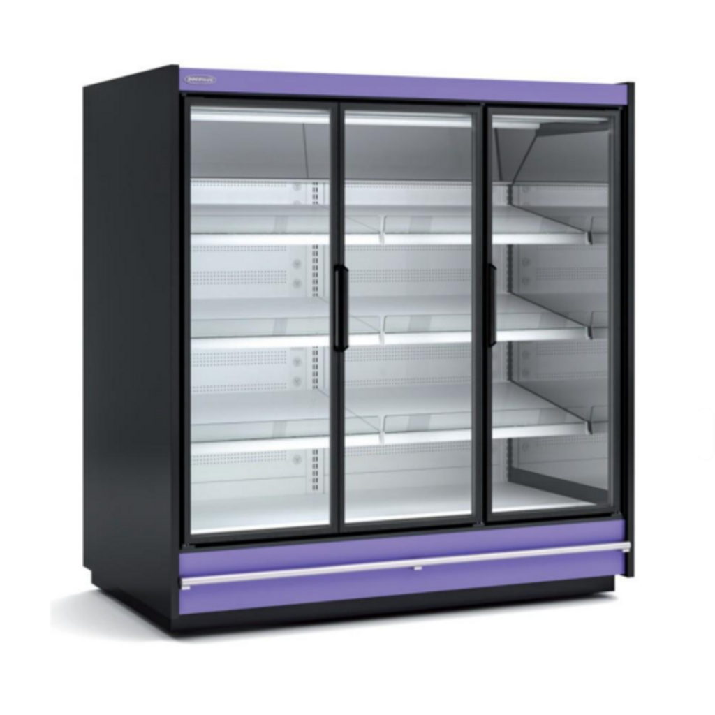Vitrine murale supermarche gamme CLOVER - Hauteur 2m - Profondeur 1091 mm - Avec portes vitrees - DOCRILUC - RMG20533-18-H1