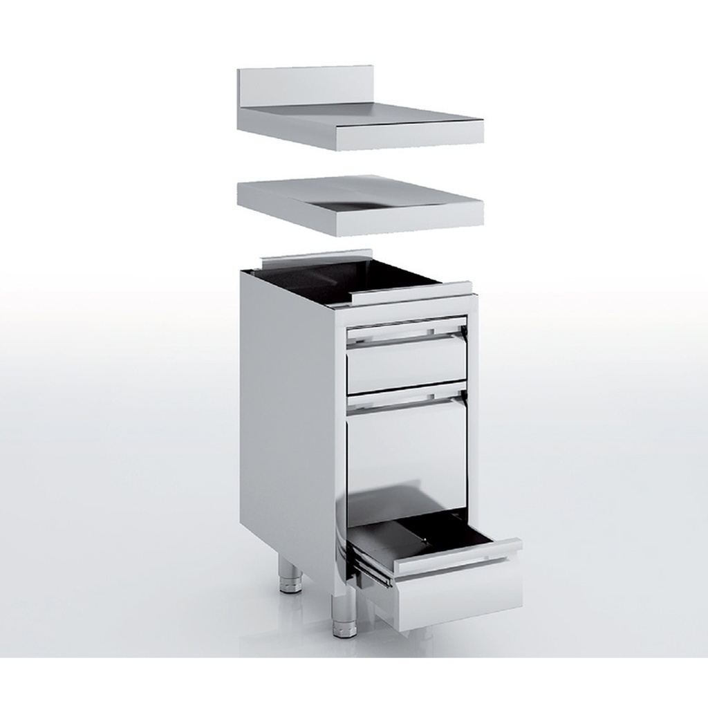 Meuble neutre en inox - 3 tiroirs - ERATOS - MNC32-60M