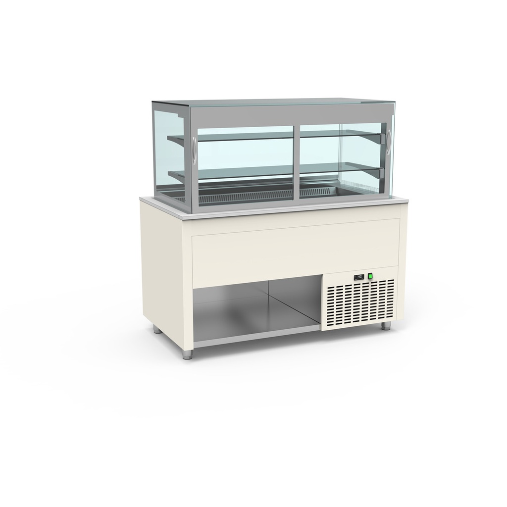 [SBVC-4G-B] Smart Buffet vitrine centrale cuve froide ventilée avec porte rabattable - ERATOS - SBVC-4G-B