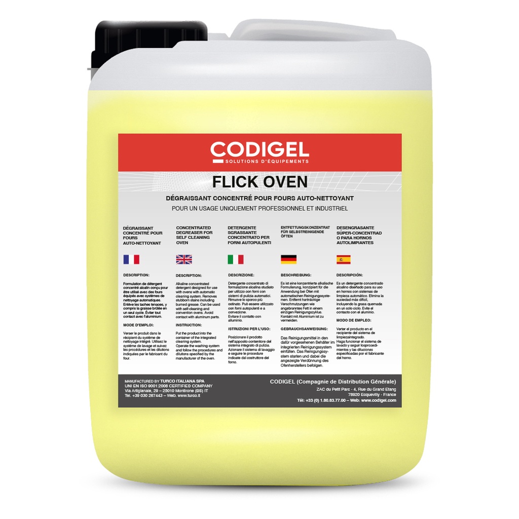 Détergent dégraissant pour fours autonettoyants - Conditionnement : bidon de 10KG - FLICKOVENC10U