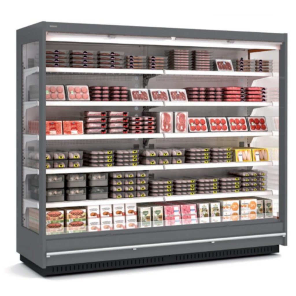 Vitrine murale supermarche gamme CLOVER - Hauteur 2m - Profondeur 650 mm - Sans porte - DOCRILUC - RMS20033-25-H1