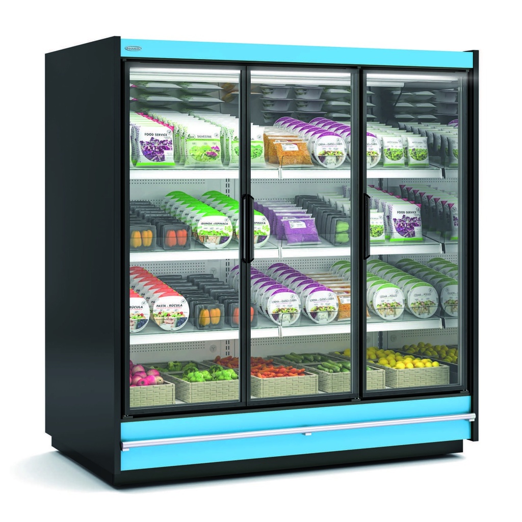 Vitrine murale supermarché gamme CLOVER - Hauteur 2m - Profondeur 891 mm - Avec portes vitrées - DOCRILUC - RMG20333-18-H1