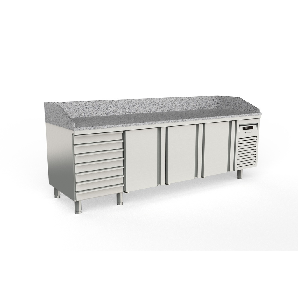 Meuble pizza 700 positif 3 p. + 1 neutre à pâtons - CORECO - MFP70-225-7