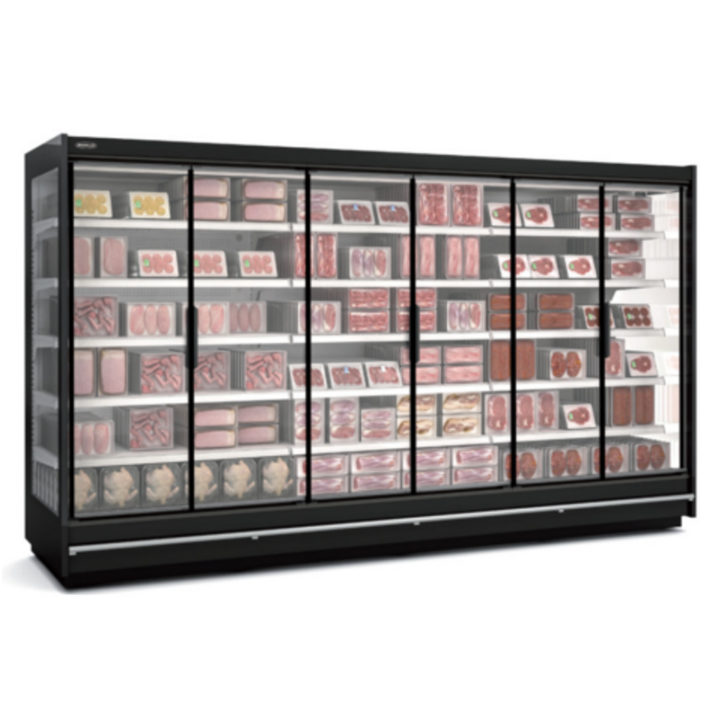 Vitrine murale supermarche gamme CLOVER - Hauteur 2m - Profondeur 1091 mm - Avec portes vitrees - DOCRILUC - RMG20533-18-M2