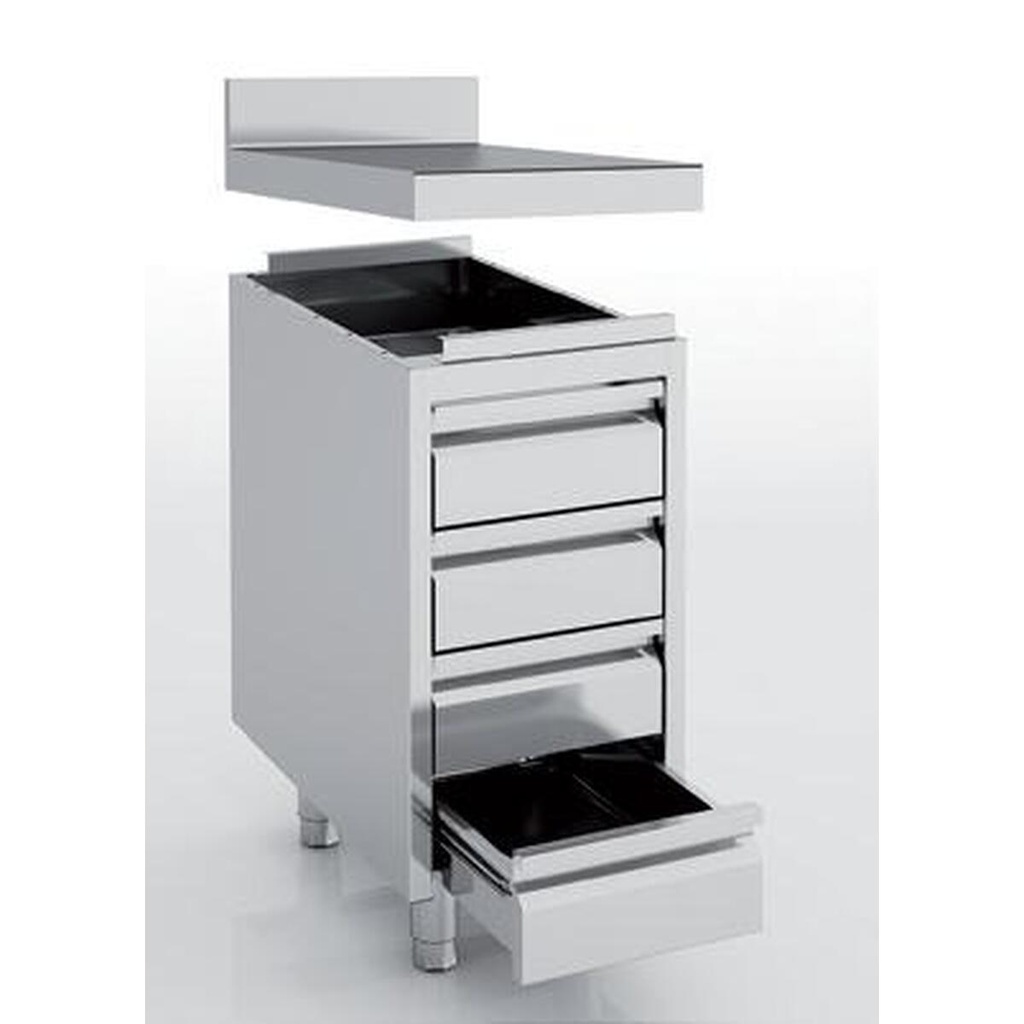 Meuble neutre en inox - 4 tiroirs - ERATOS - MNC4-70M