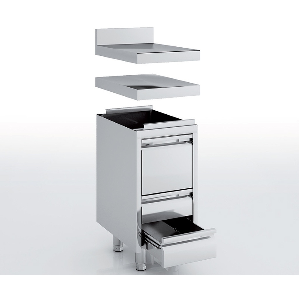 Meuble neutre en inox - 3 tiroirs - ERATOS - MNC31-70C