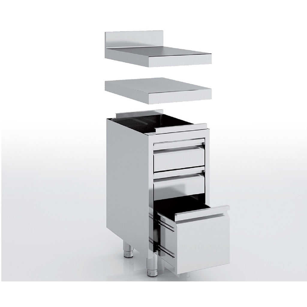 Meuble neutre en inox - 3 tiroirs - ERATOS - MNC33-60M
