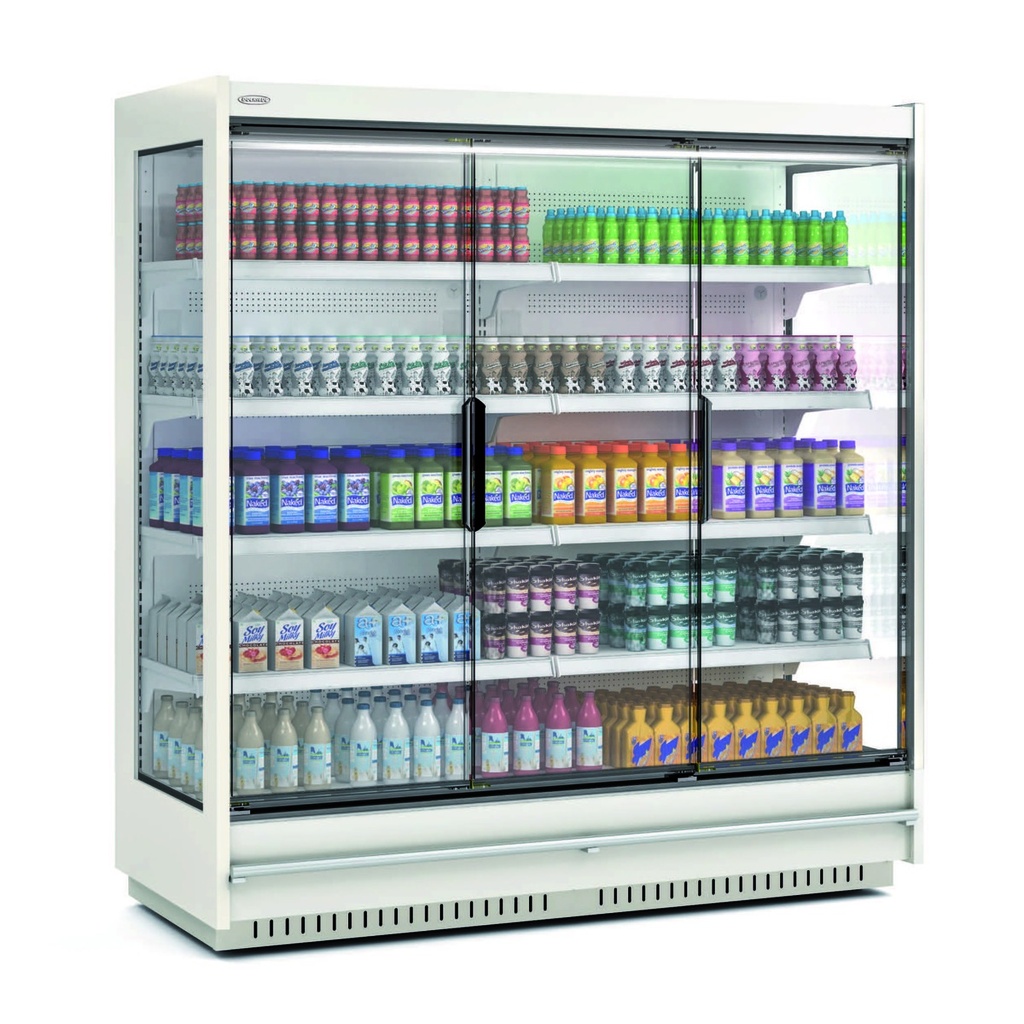 Vitrine murale supermarché gamme CLOVER - Hauteur 2,2m - Profondeur 791 mm - Avec portes vitrées - DOCRILUC - RMG22133-12-M2