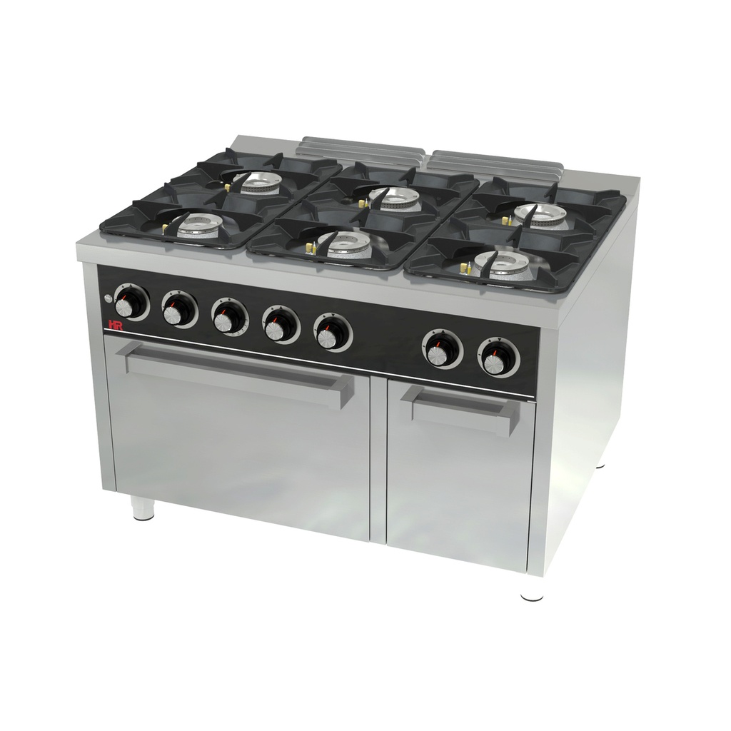 Fourneau 6 feux vifs Série 900 four - HR FAINCA - C6F900H