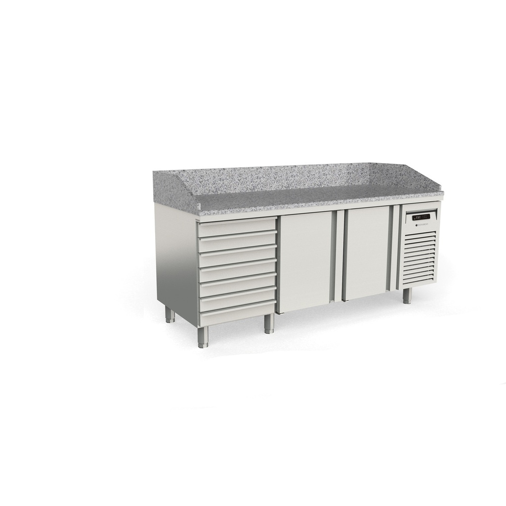 Meuble pizza 700 positif 2 p. + 1 neutre à pâtons - CORECO - MFP70-180-7