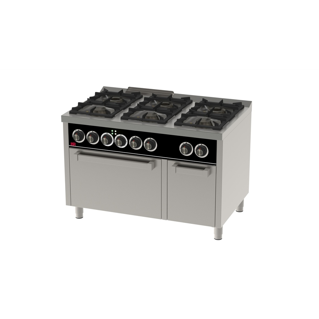 Fourneau 6 feux vifs s/750  avec four électrique - HR FAINCA - C6F750HE