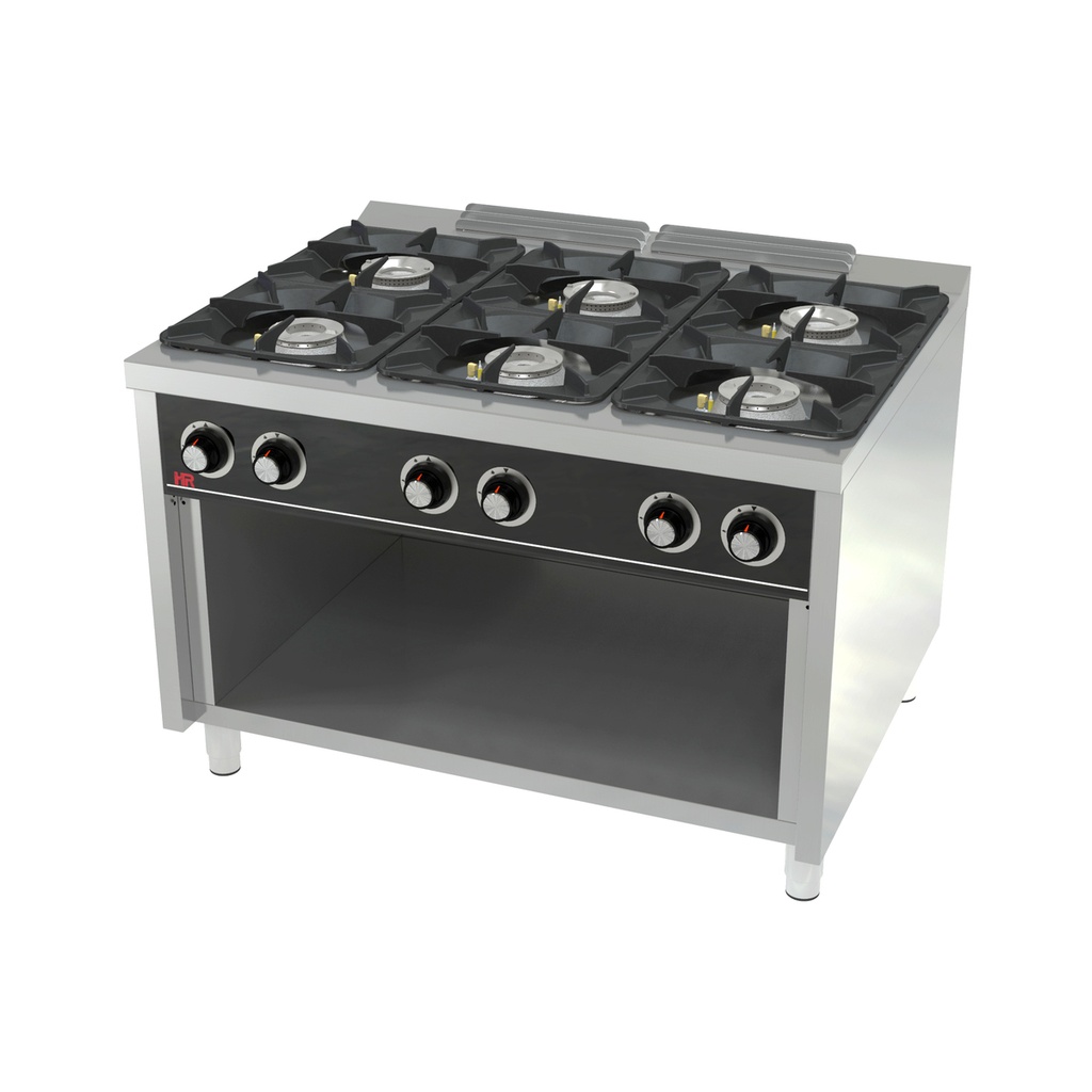 Fourneau 6 feux vifs Série 900 sur placard - HR FAINCA - C6F900E