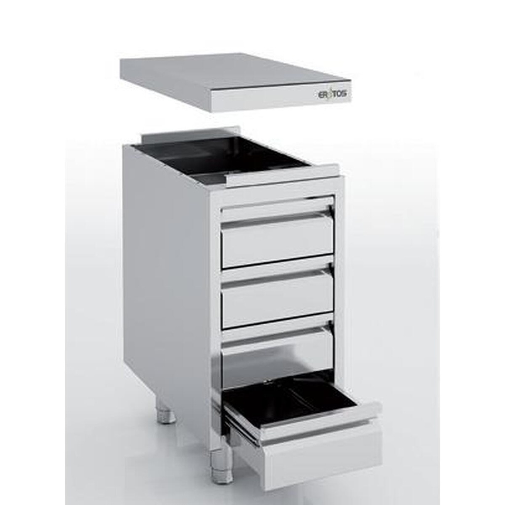 Meuble neutre en inox - 4 tiroirs - ERATOS - MNC4-70C
