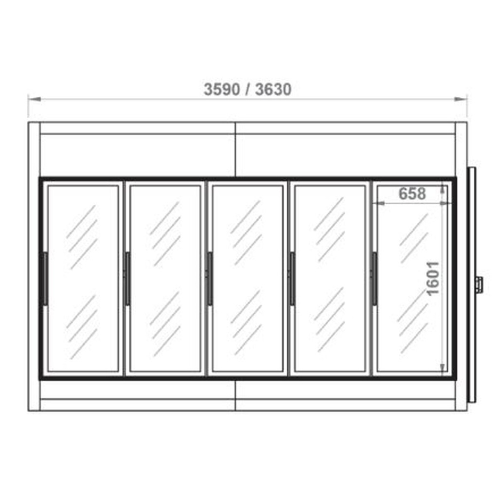 Chambre froide positive portes vitrées 3590x1990x2360 - CORECO - RFM5R-PC-B