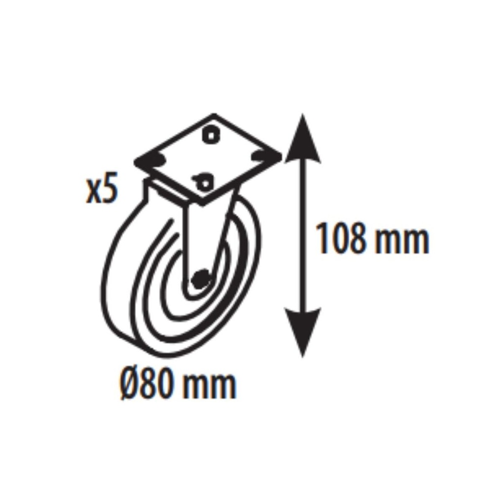 Kit de 5 roulettes diamètre 80 mm pour armoire 2 portes Coreco - CORECO - KITR5