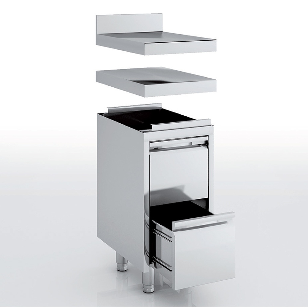 Meuble neutre en inox - 2 tiroirs - ERATOS - MNC2-70M