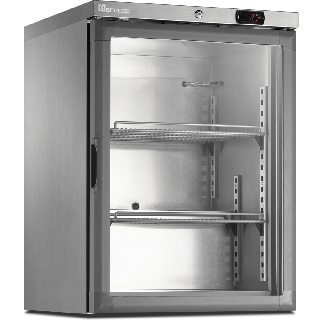 Mini armoire porte vitrée - température négative (-22/-18°C) - Extérieur inox - Volume : 115L, - MARECOS - ACE-150-CS-A-PV