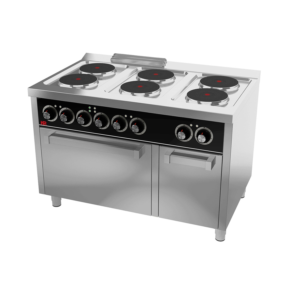 Fourneau électrique 6 plaques s/750 avec four électrique - HR FAINCA - CE6P750H