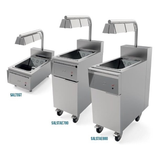 [SALTAG800] Poste de salage sur roulette avec lampe chauffante pour friteuse gaz Série ST - MIRROR - SALTAG800