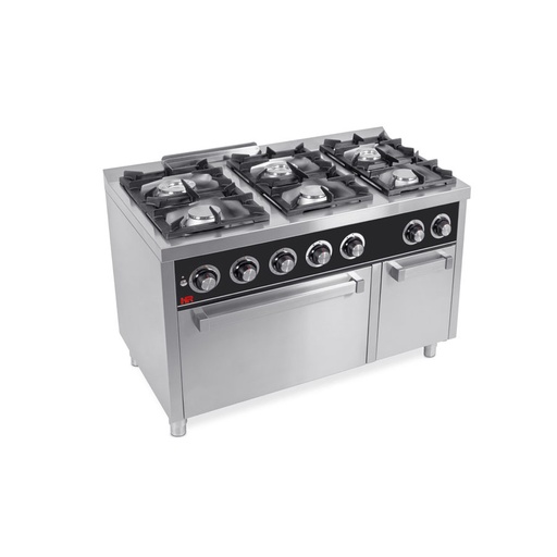 [C6F750HM] Fourneau 6 feux vifs s/750  avec four á gaz maxi - HR FAINCA - C6F750HM