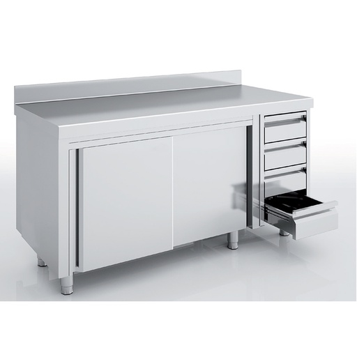 [MNCC70-160M] Meuble neutre - p. coulissantes et tiroirs - ERATOS - MNCC70-160M