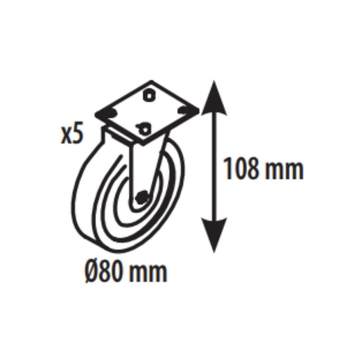 [KITR5] Kit de 5 roulettes diamètre 80 mm pour armoire 2 portes Coreco - CORECO - KITR5