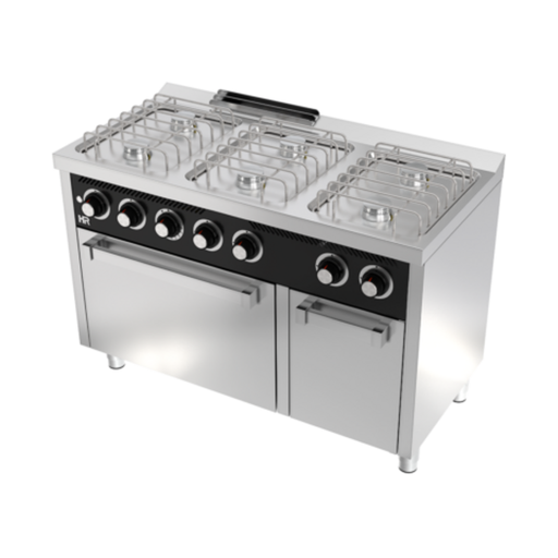 [CB6F600H] Fourneau "basic" 6 feux vifs s/600 avec four á gaz - HR FAINCA - CB6F600H