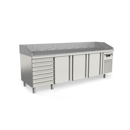 [MFP80-250-7] Meuble pizza 800 positif 3 p. + 1 neutre à pâtons - CORECO - MFP80-250-7