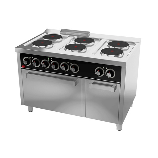 [CE6P750H] Fourneau électrique 6 plaques s/750 avec four électrique - HR FAINCA - CE6P750H